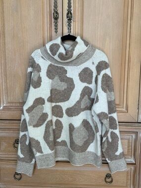 Sisters Taupe Leopard Turtleneck Sweater